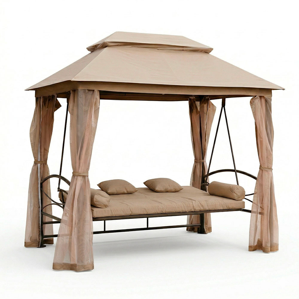 Cleopatra – Dondolo con gazebo trasformabile in letto per 3 persone