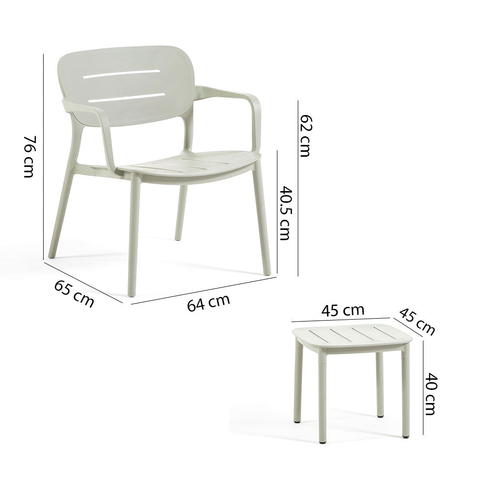 Dora – set relax da giardino con 2 poltrone e tavolino