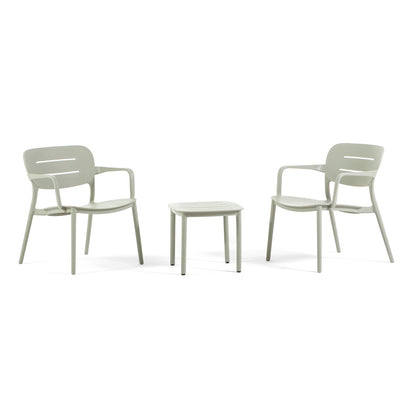 Dora – set relax da giardino con 2 poltrone e tavolino, colore verde cenere