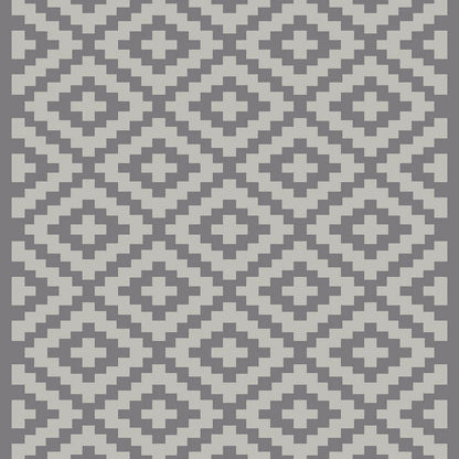 Tappeto da esterno in polipropilene intrecciato lavabile, colore rombi grigio, dimensione 210x150 cm
