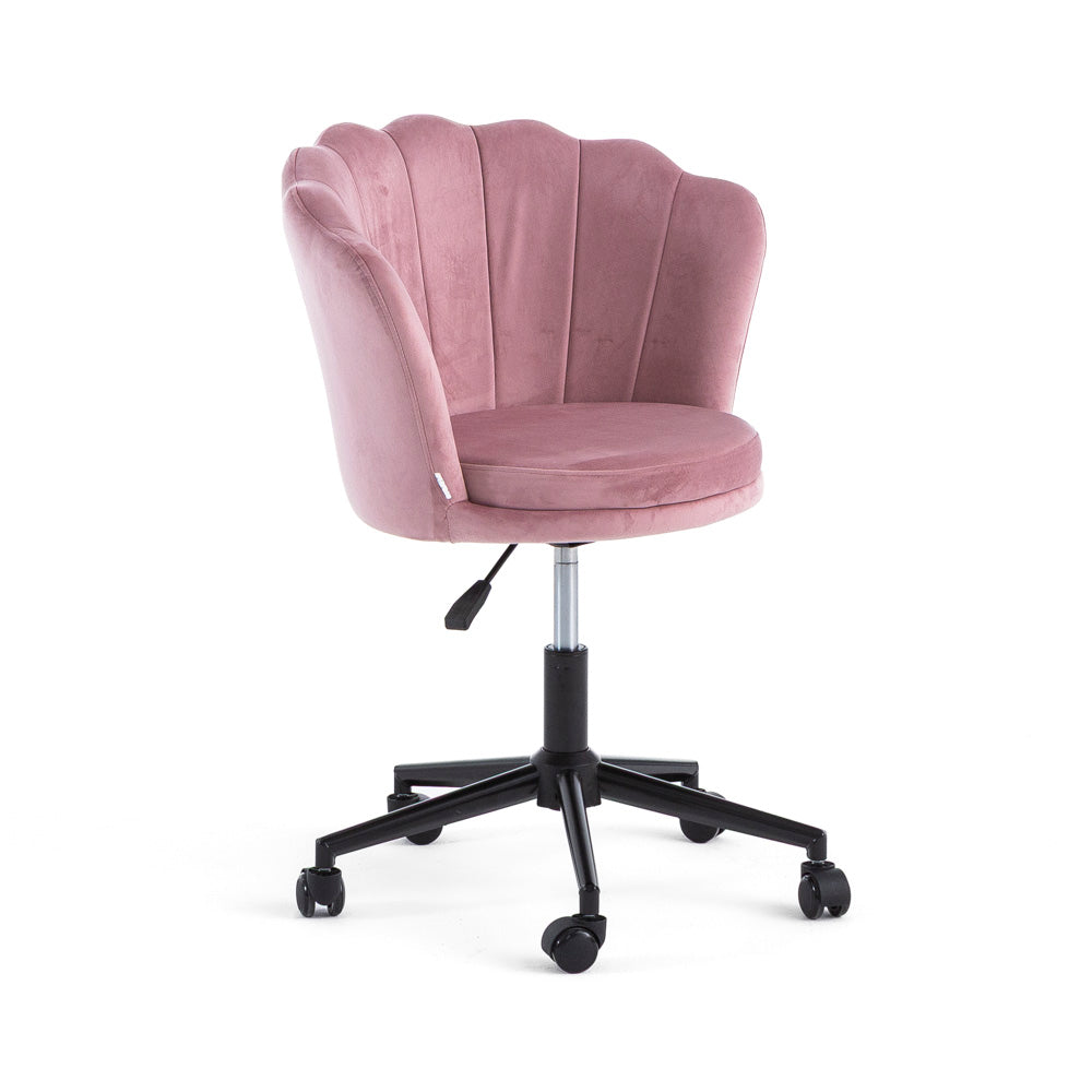 Polly – Poltroncina ufficio girevole in velluto con ruote, colore rosa, tipo di tessuto velluto