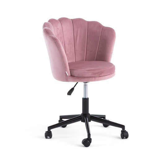 Polly – Poltroncina ufficio girevole in velluto con ruote, colore rosa, tipo di tessuto velluto
