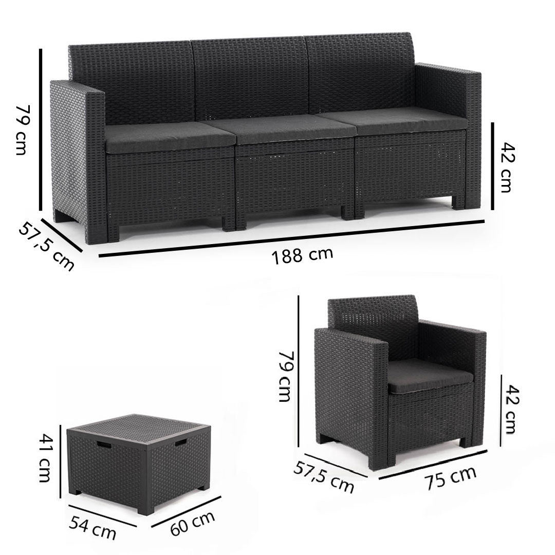 Salina – set relax da giardino in polipropilene effetto rattan