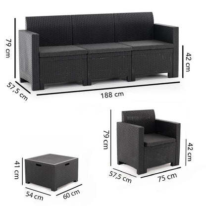 Salina – set relax da giardino in polipropilene effetto rattan