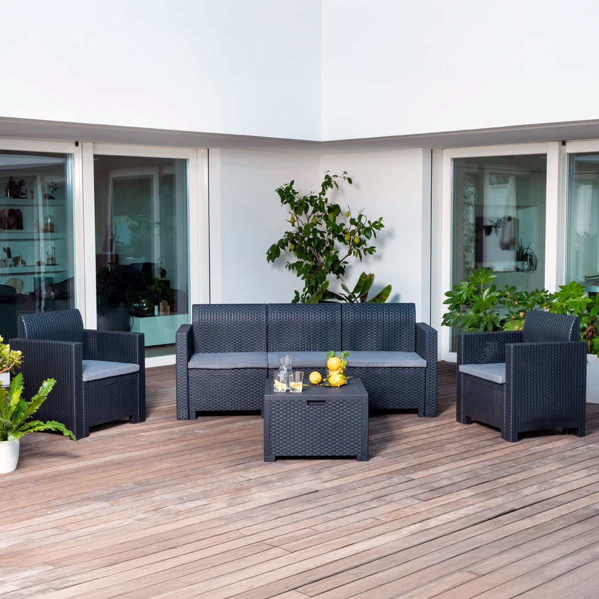Salina – set relax da giardino in polipropilene effetto rattan