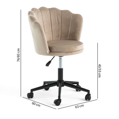 Polly – Poltroncina ufficio girevole in velluto con ruote