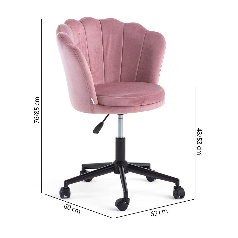 Polly – Poltroncina ufficio girevole in velluto con ruote