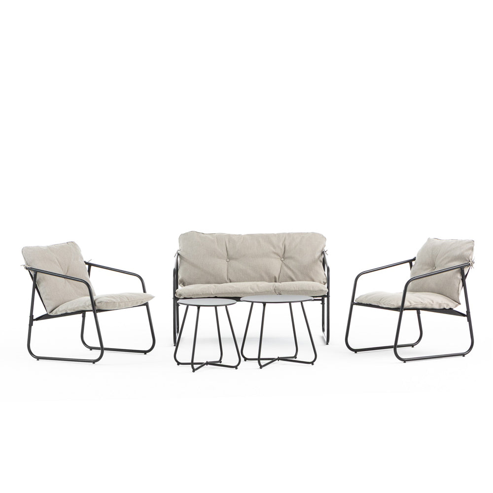 Linosa – set lounge da giardino in acciaio e tessuto, colore beige