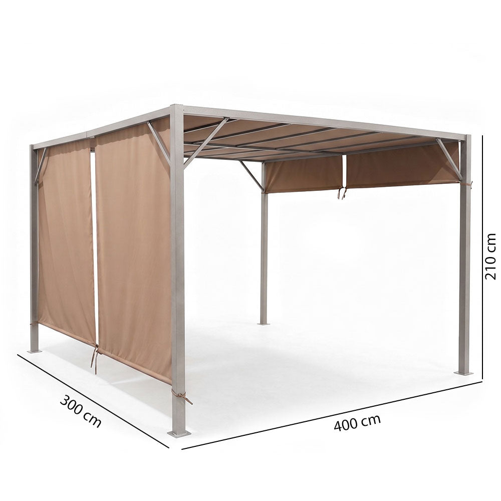 Zephir – pergola da giardino 3x4 m con Tende laterali regolabili