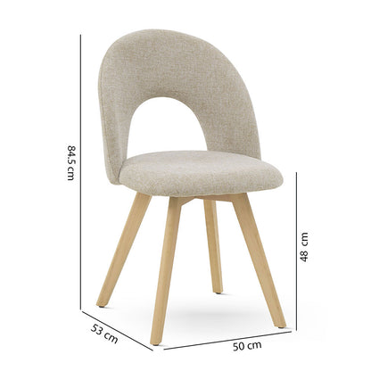 Margot – sedia imbottita in tessuto con gambe in legno