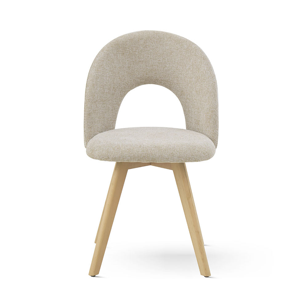 Margot – sedia imbottita in tessuto con gambe in legno