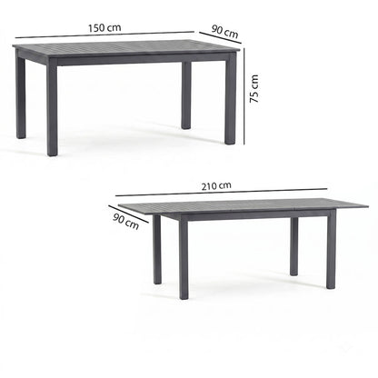 Alvaro – tavolo allungabile rettangolare da esterno in alluminio