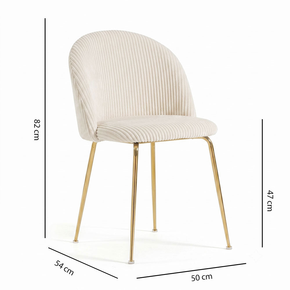 Sara – sedia in velluto a coste larghe con gambe in metallo