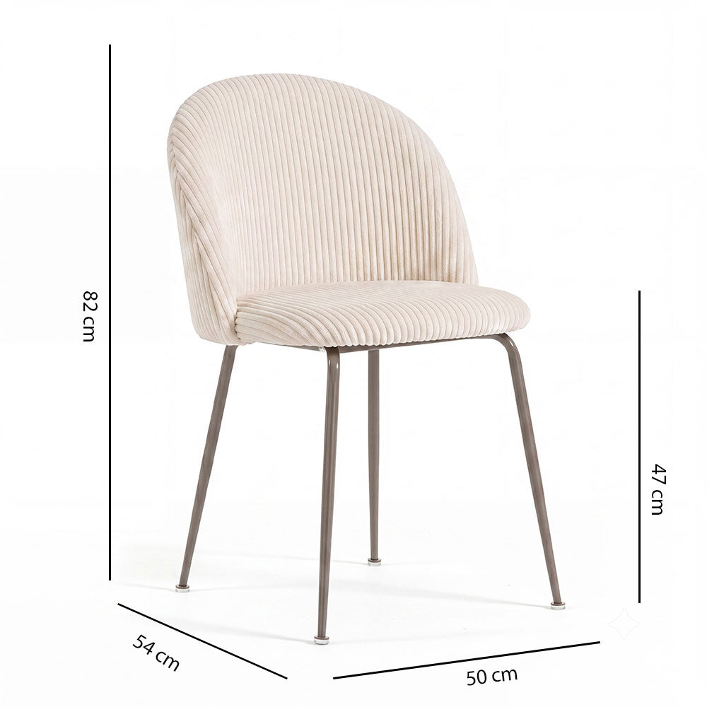 Sara – sedia in velluto a coste larghe con gambe in metallo