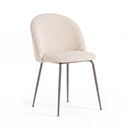Sara – sedia in velluto a coste larghe con gambe in metallo, colore burro, gambe tortora
