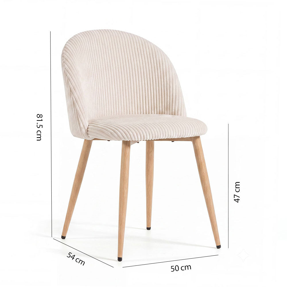 Sara – sedia in velluto a coste larghe con gambe in metallo