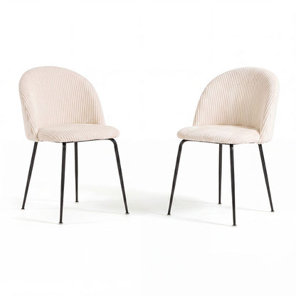 Sara – sedia in velluto a coste larghe con gambe in metallo, colore burro, gambe grigio scuro