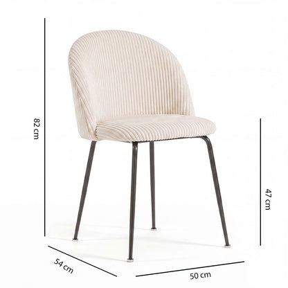 Sara – sedia in velluto a coste larghe con gambe in metallo