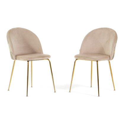 Sara – sedia in velluto decorato con gambe in metallo, colore folia crema, gambe oro