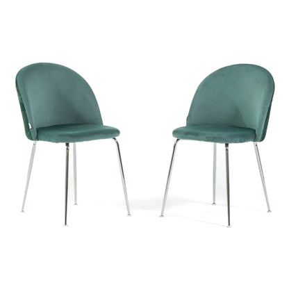 Sara – sedia in velluto decorato con gambe in metallo, colore folia verde giada, gambe argento