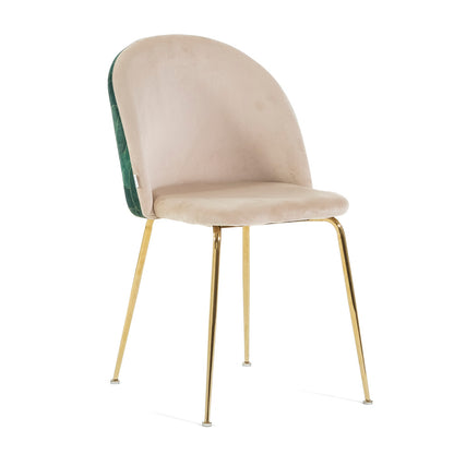 Sara – sedia in velluto decorato con gambe in metallo, colore folia verde crema, gambe oro