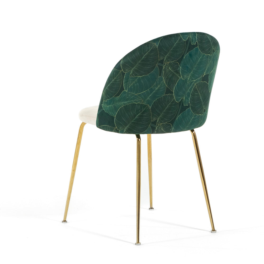Sara – sedia in velluto decorato con gambe in metallo