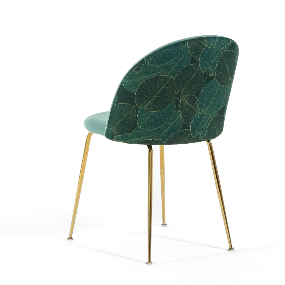 Sara – sedia in velluto decorato con gambe in metallo