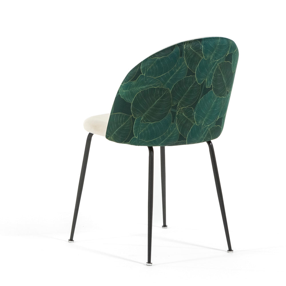 Sara – sedia in velluto decorato con gambe in metallo