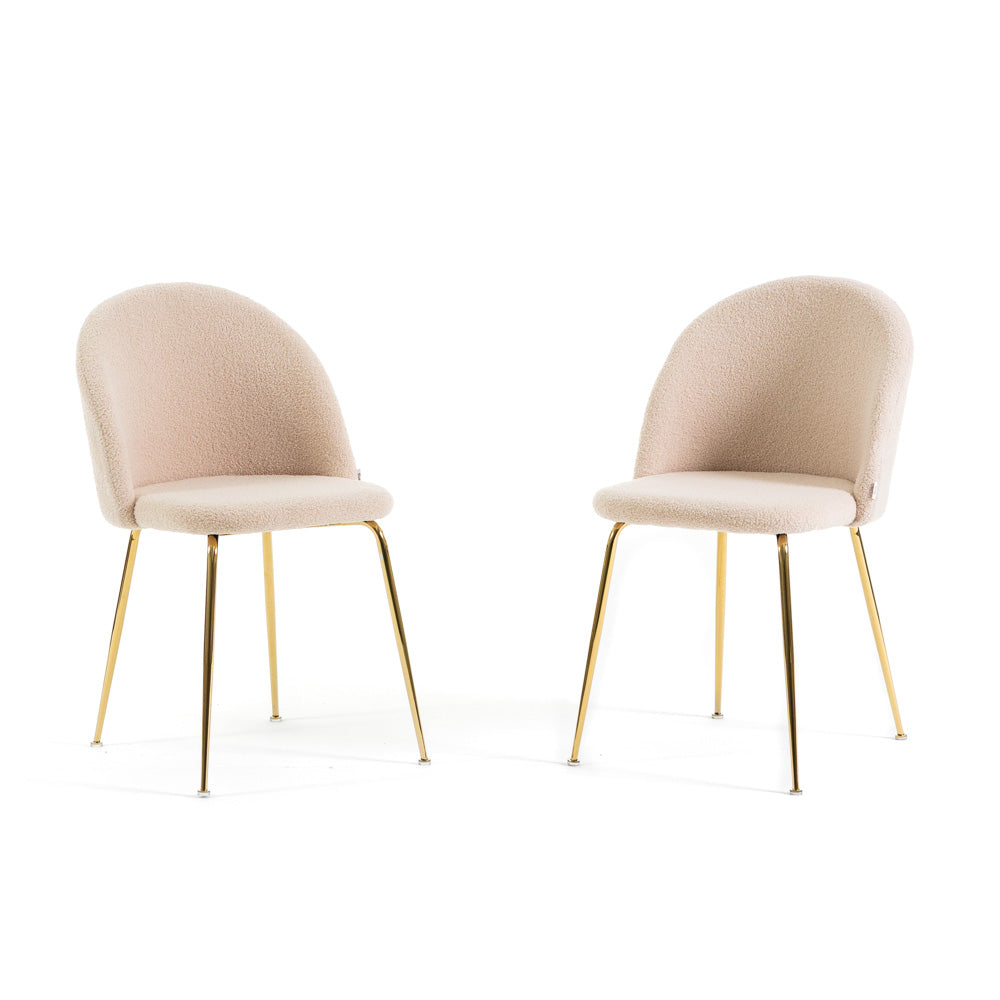 Sara – sedia in tessuto teddy con gambe in metallo