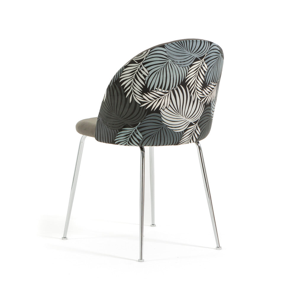 Sara – sedia in velluto decorato con gambe in metallo