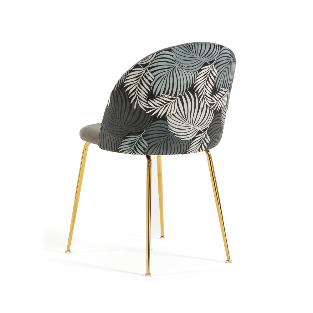 Sara – sedia in velluto decorato con gambe in metallo