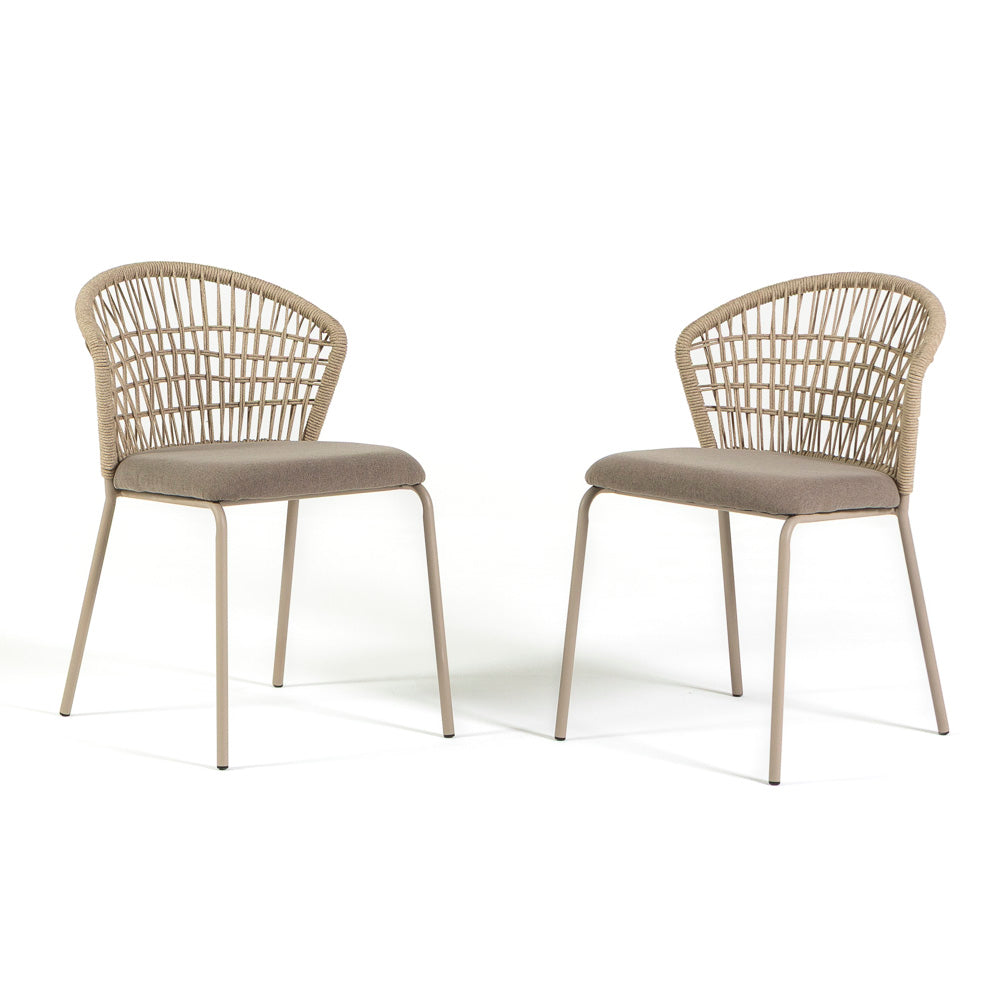 Stacey – sedia in corda con struttura in metallo champagne