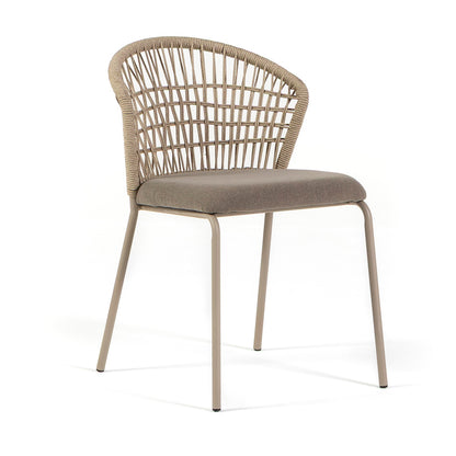Stacey – sedia in corda con struttura in metallo champagne