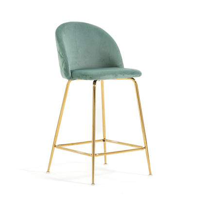 Sara XL – sgabello da cucina in velluto e gambe metallo, colore verde giada, gambe oro