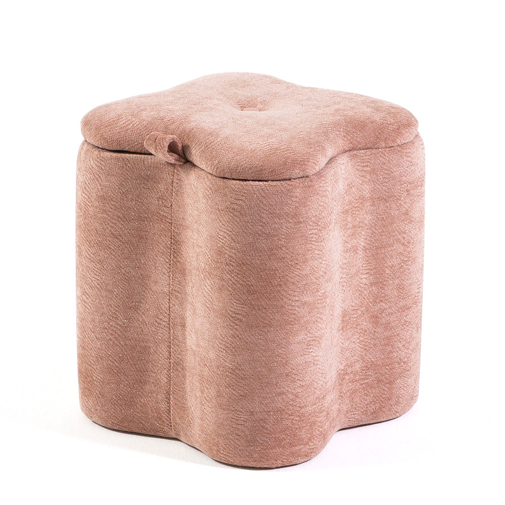 Lucky – pouf in velluto con micro glitter e maniglia laterale, colore rosa glitter