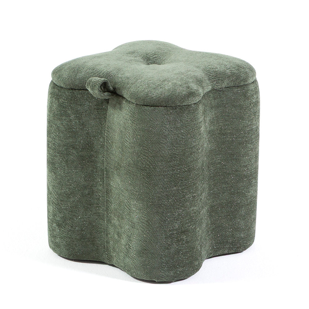Lucky – pouf in velluto con micro glitter e maniglia laterale