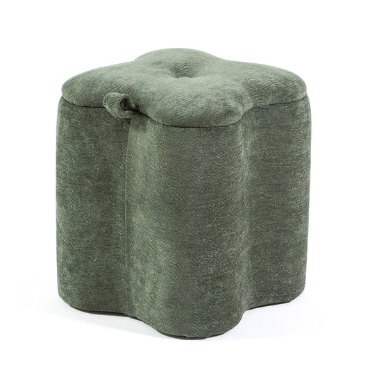 Lucky – pouf in velluto con micro glitter e maniglia laterale, colore verde glitter