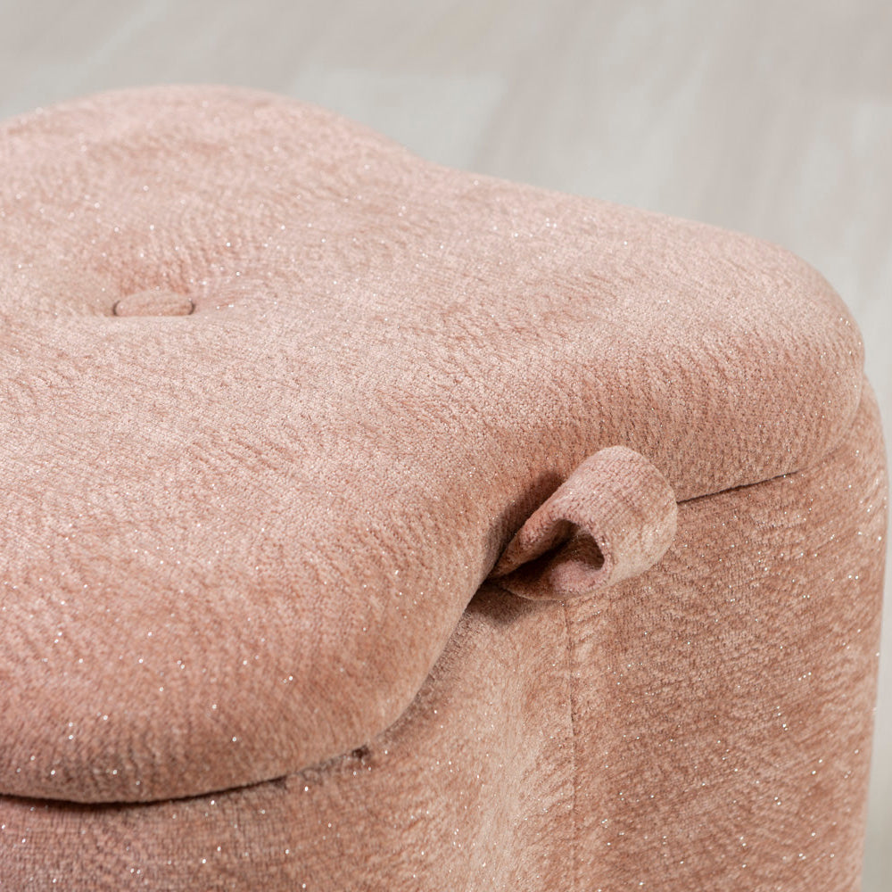 Lucky – pouf in velluto con micro glitter e maniglia laterale