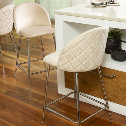 Sara XL – sgabello da cucina in velluto e gambe metallo