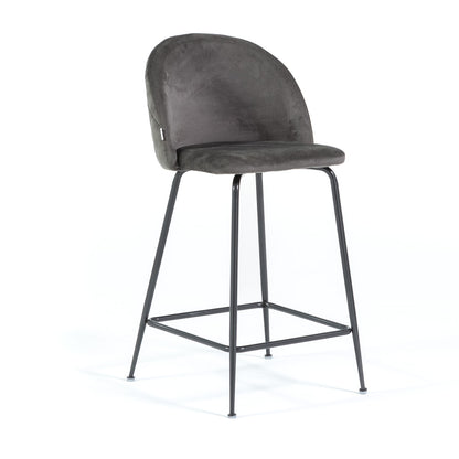 Sara XL – sgabello da cucina in velluto e gambe metallo, colore grigio scuro, gambe grigio scuro