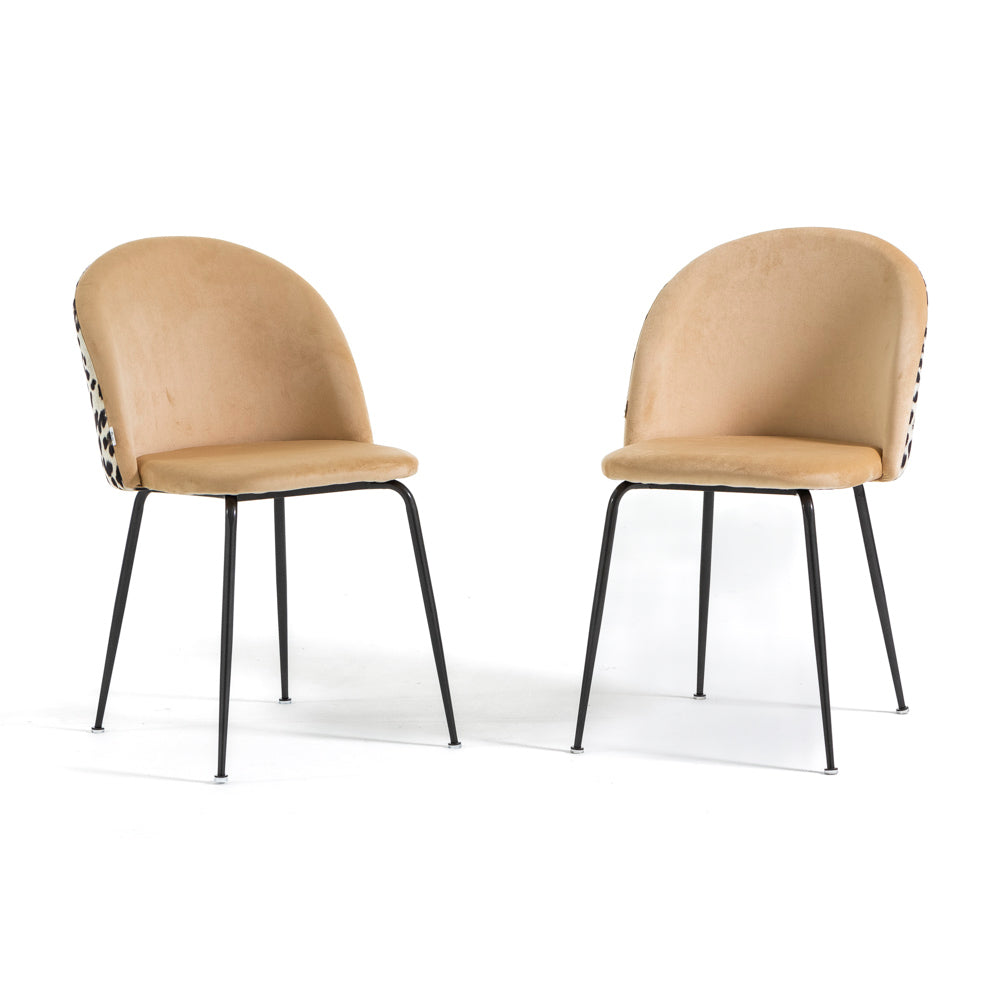 Sara – sedia in velluto decorato con gambe in metallo, colore leopardo, gambe grigio scuro