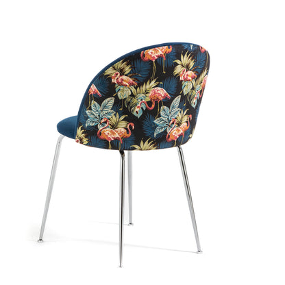 Sara – sedia in velluto decorato con gambe in metallo