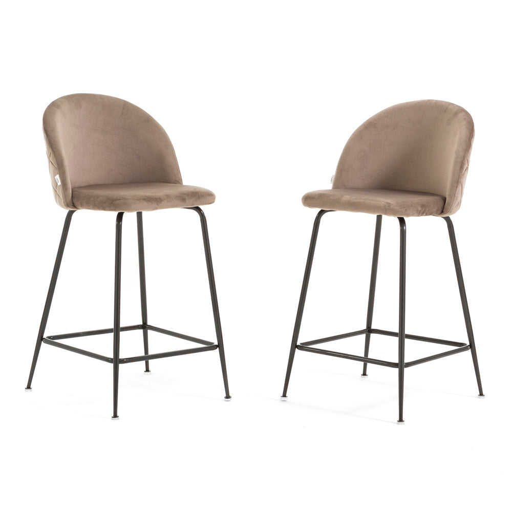 Sara XL – sgabello da cucina in velluto e gambe metallo, colore tortora, gambe grigio scuro