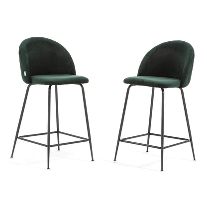 Sara XL – sgabello da cucina in velluto e gambe metallo, colore verde scuro, gambe grigio scuro