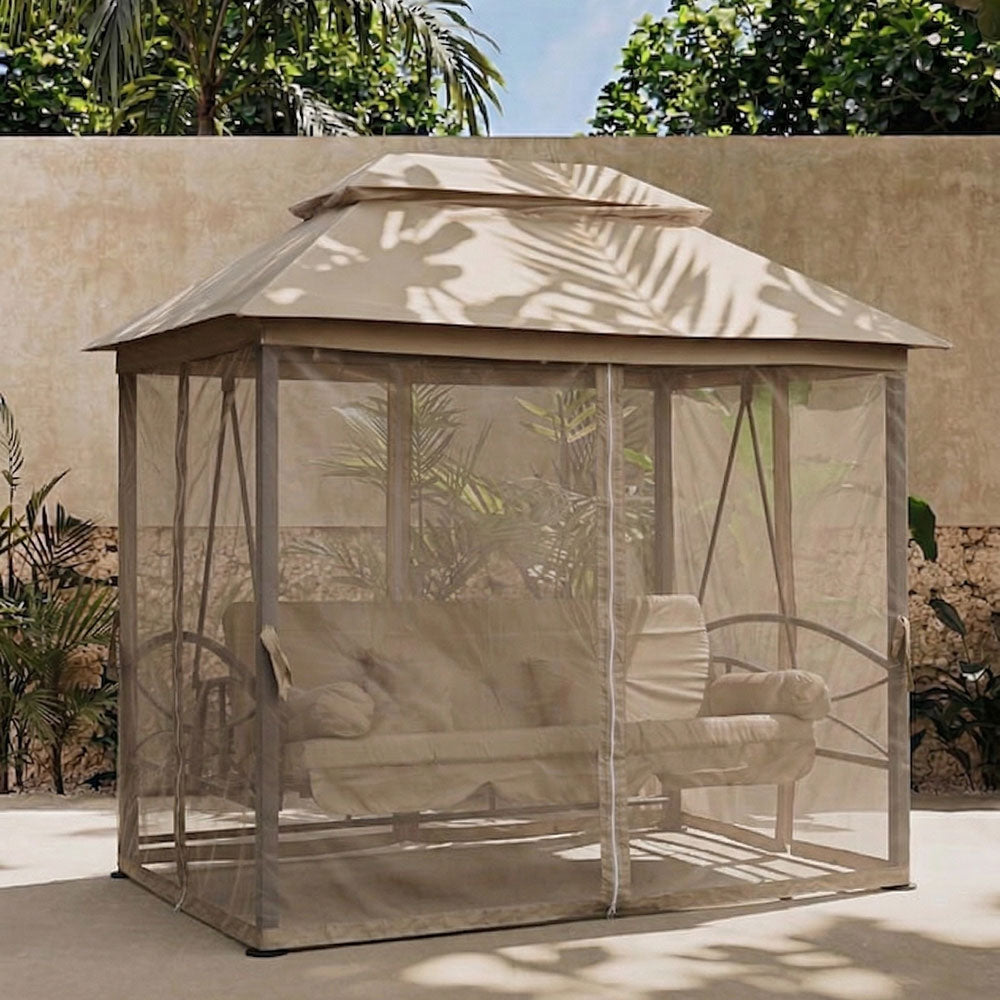 Cleopatra – Dondolo con gazebo trasformabile in letto per 3 persone