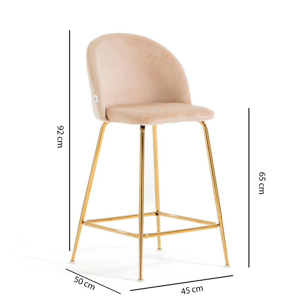 Sara XL – sgabello da cucina in velluto e gambe metallo