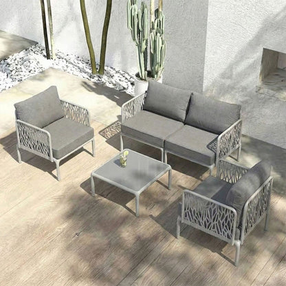 Hoya – set da giardino di design con divano, poltrone e tavolino