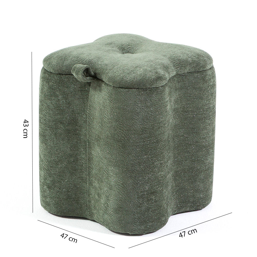 Lucky – pouf in velluto con micro glitter e maniglia laterale
