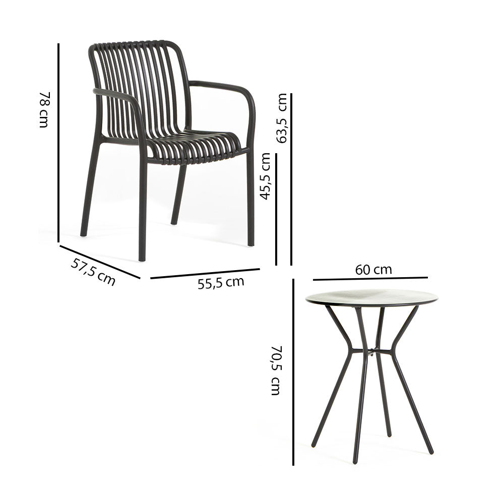 Nathan & Simona set pranzo balcone con tavolino con 2 sedie