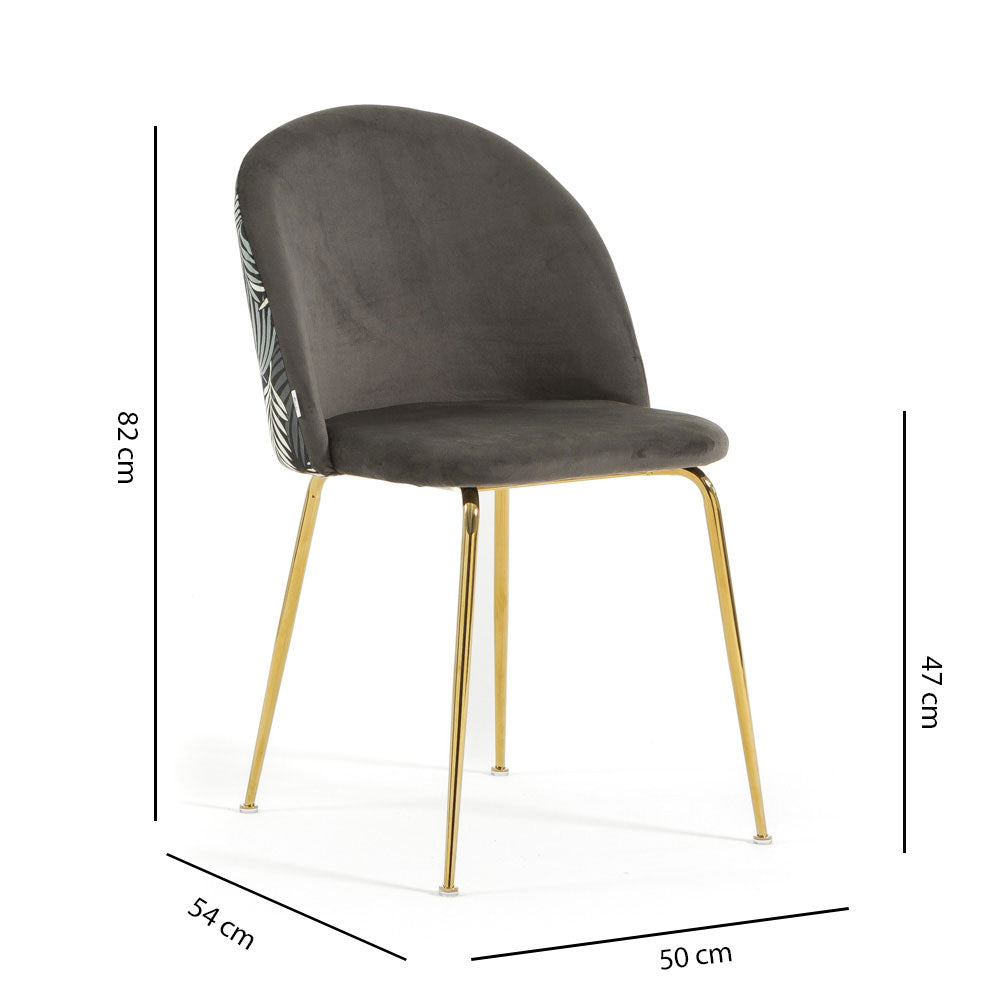 Sara – sedia in velluto decorato con gambe in metallo
